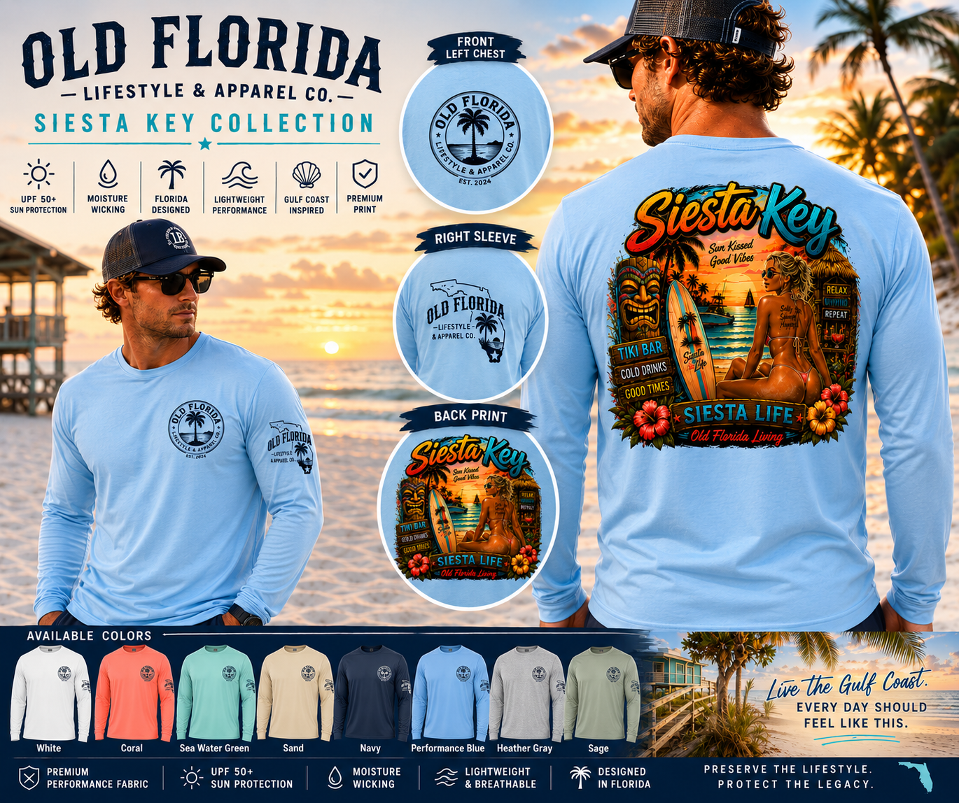 Siesta Life — Sunset Tiki long sleeve — men's fit