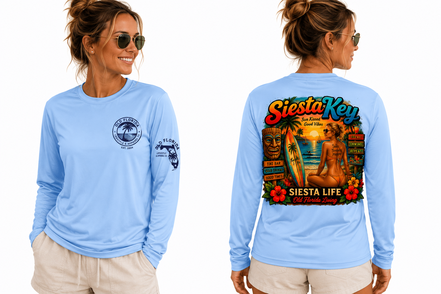 Siesta Life — Sunset Tiki long sleeve — women's fit